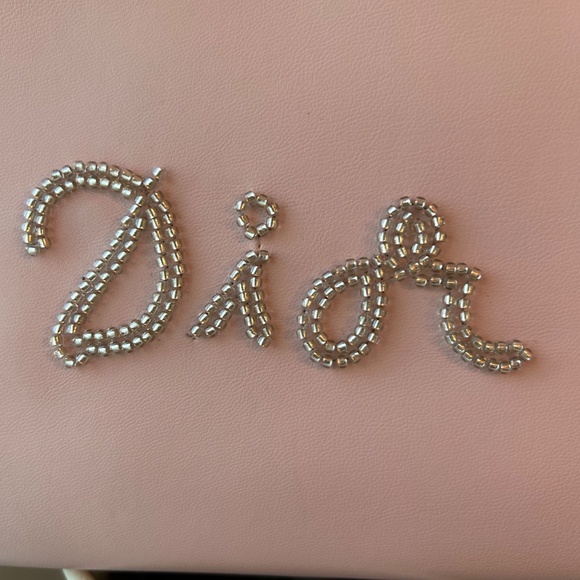 AUTHENTIC Christian Dior Blush Beaded Leather Cosmetic Bag - Picture 2 of 5